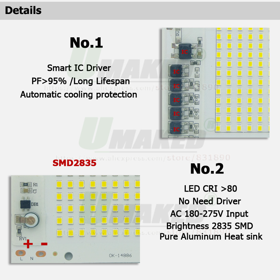 AC220V LED PCB 20W 30W 50W 100 - مراجعة Flood Tray Table وسعره